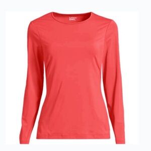 LANDSEND Women's SunShade UPF 50 Long Sleeve Relaxed Rash Guard Swim Tee